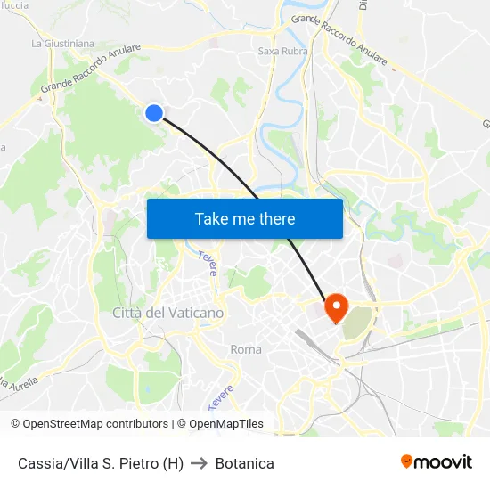 Cassia/Villa S. Pietro (H) to Botanica map