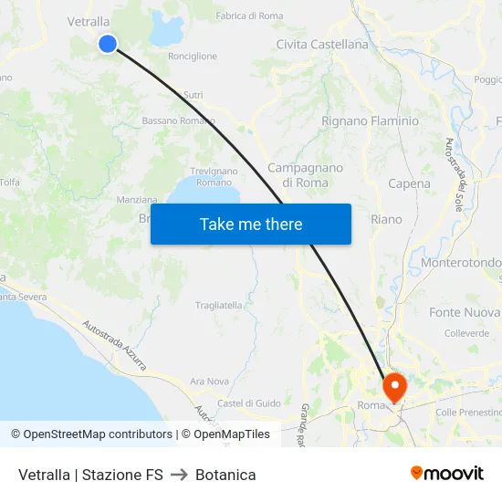 Vetralla | Stazione FS to Botanica map