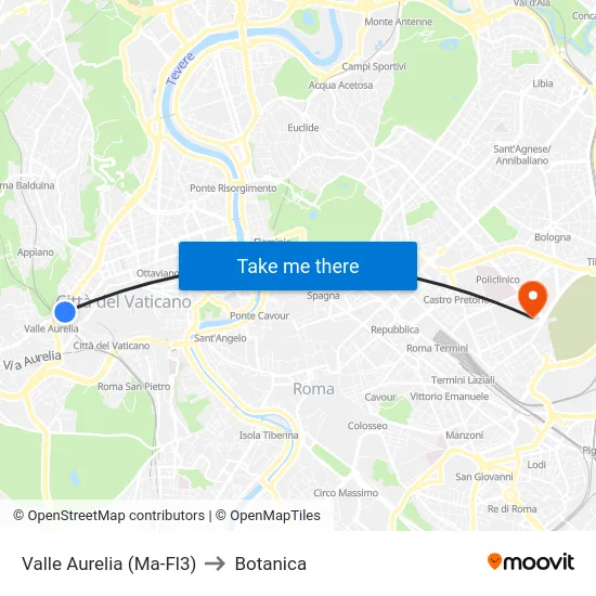 Valle Aurelia (Ma-Fl3) to Botanica map