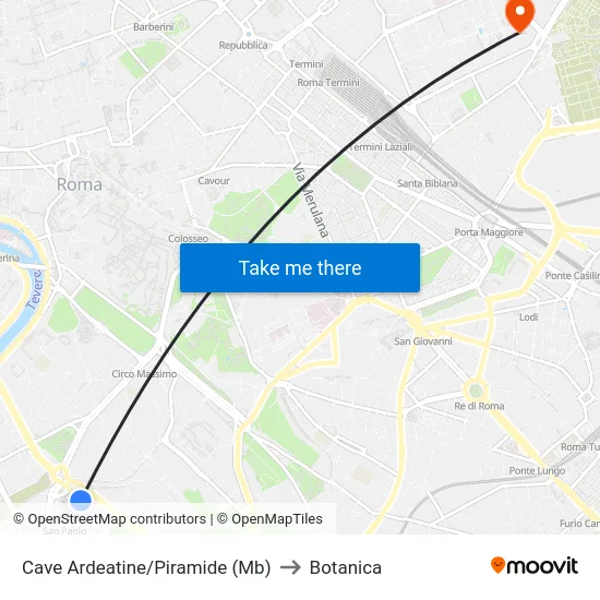 Cave Ardeatine/Piramide (Mb) to Botanica map