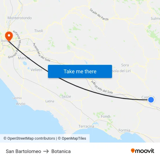 San Bartolomeo to Botanica map