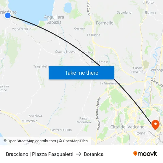 Bracciano | Piazza Pasqualetti to Botanica map