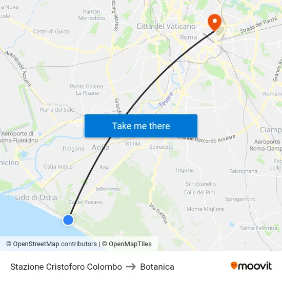 Stazione Cristoforo Colombo to Botanica map