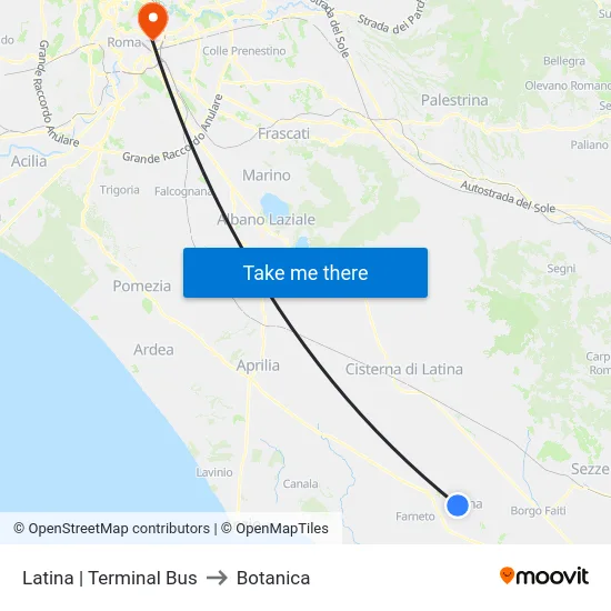 Latina | Terminal Bus to Botanica map