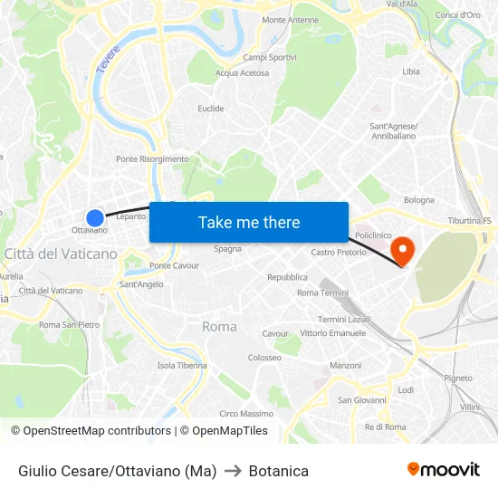 Giulio Cesare/Ottaviano (Ma) to Botanica map