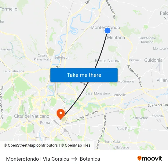 Monterotondo | Corsica Street to Botanica map