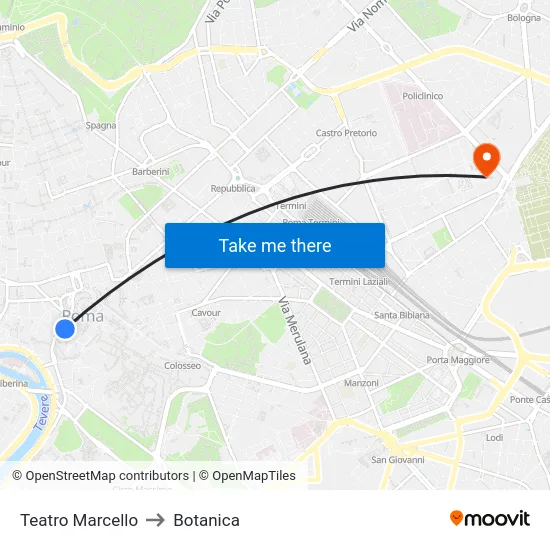 Teatro Marcello to Botanica map