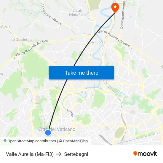 Valle Aurelia (Ma-Fl3) to Settebagni map
