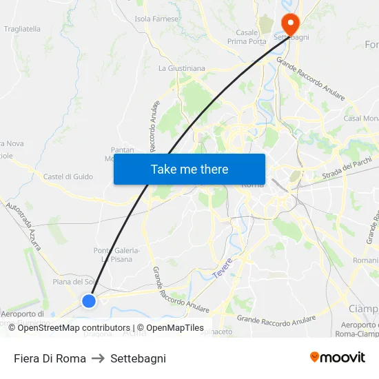 Fiera Di Roma to Settebagni map