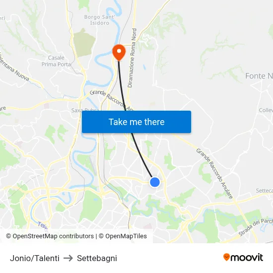 Jonio/Talenti to Settebagni map