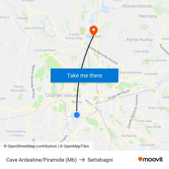 Cave Ardeatine/Piramide (Mb) to Settebagni map