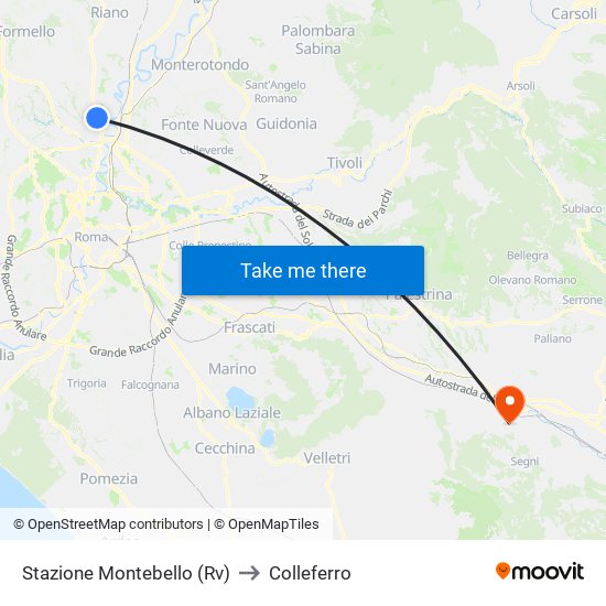 Stazione Montebello (Rv) to Colleferro map