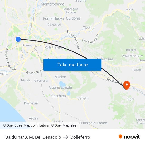 Balduina/S. M. Del Cenacolo to Colleferro map