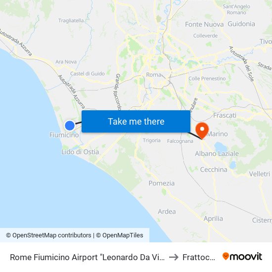 Rome Fiumicino Airport "Leonardo Da Vinci" (Fco) to Frattocchie map