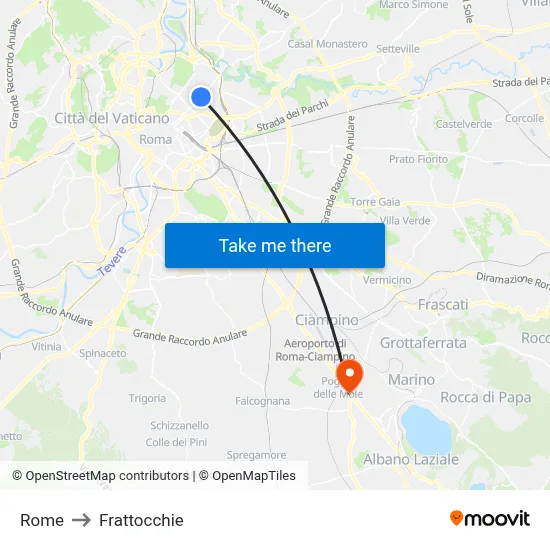 Rome to Frattocchie map