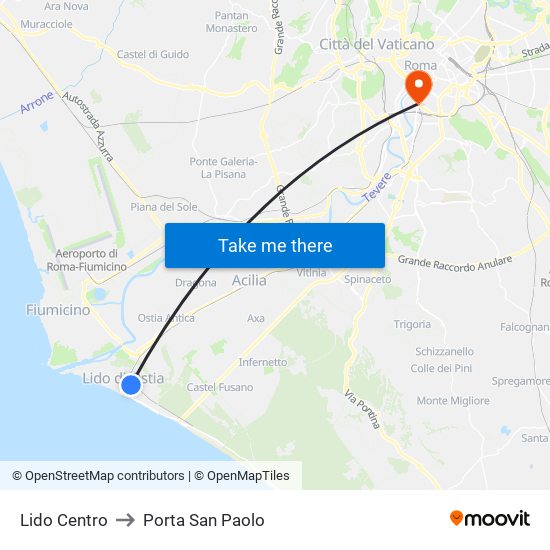 Lido Centro to Porta San Paolo map