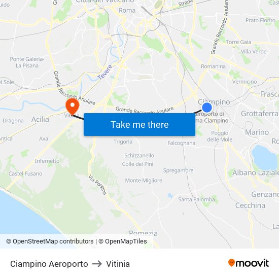 Ciampino Aeroporto to Vitinia map