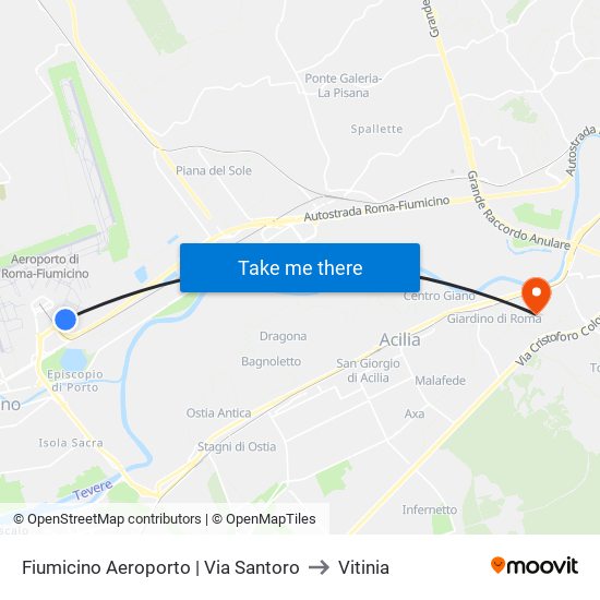 Fiumicino Aeroporto | Via Santoro to Vitinia map