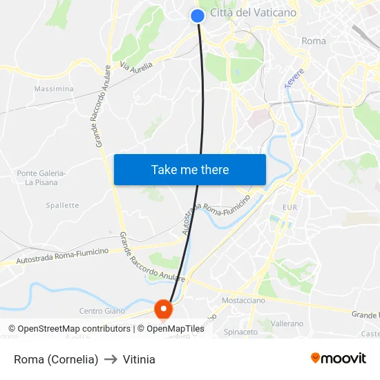 Roma (Cornelia) to Vitinia map