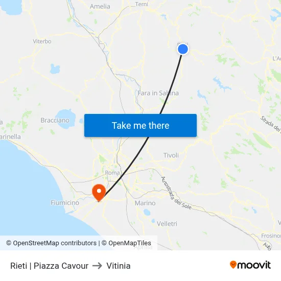 Rieti Cavour Square to Vitinia map