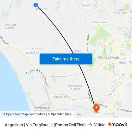 Anguillara | Via Tragliatella (Ponton Dell'Elce) to Vitinia map