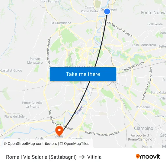 Roma | Via Salaria (Settebagni) to Vitinia map