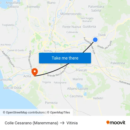 Colle Cesarano (Maremmana) to Vitinia map
