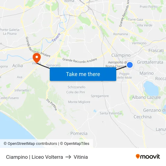 Ciampino | Liceo Volterra to Vitinia map