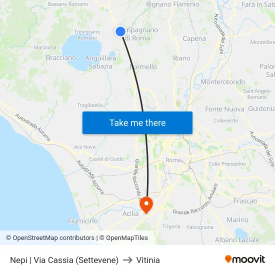 Nepi | Via Cassia (Settevene) to Vitinia map