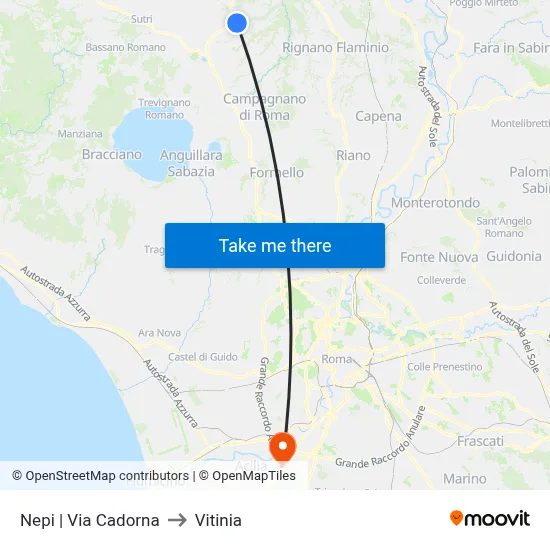 Nepi | Via Cadorna to Vitinia map