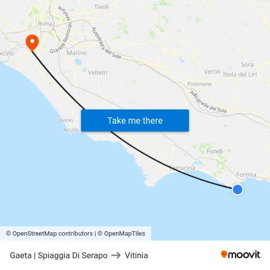 Gaeta | Spiaggia Di Serapo to Vitinia map