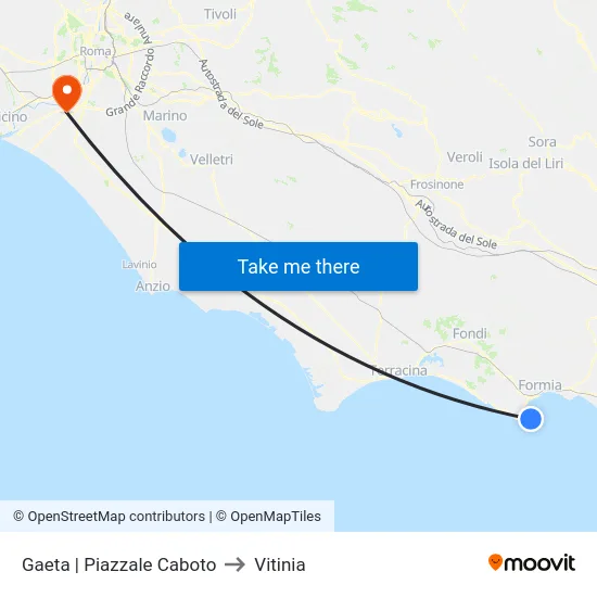 Gaeta | Piazzale Caboto to Vitinia map
