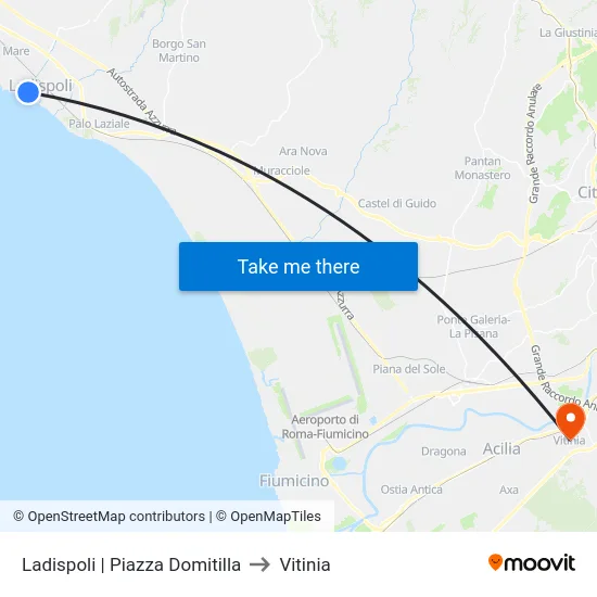 Ladispoli | Piazza Domitilla to Vitinia map