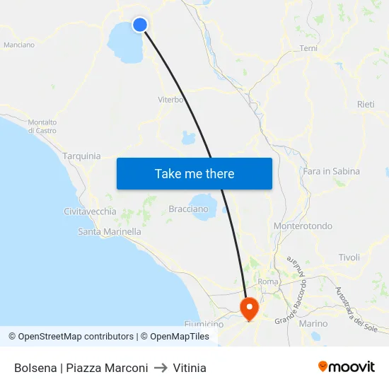Bolsena | Piazza Marconi to Vitinia map