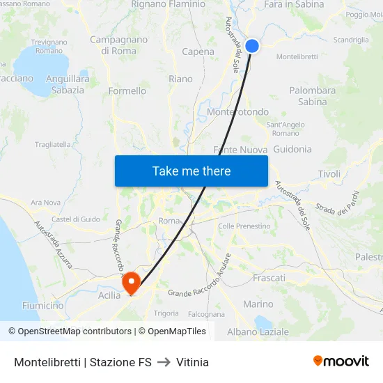 Montelibretti | Stazione FS to Vitinia map