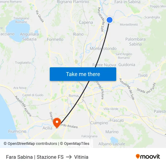 Fara Sabina | Railway Station to Vitinia map