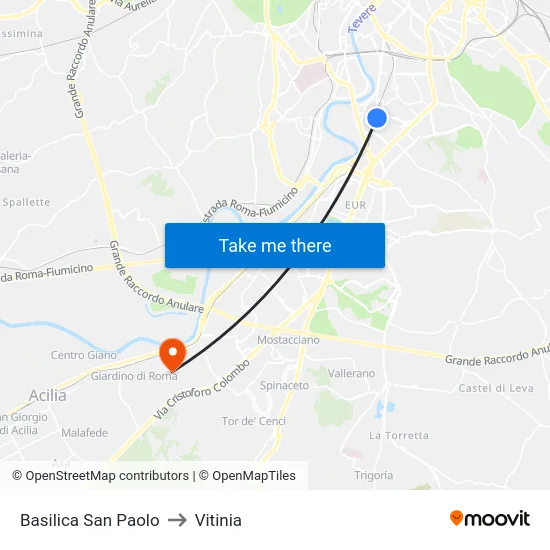 Basilica San Paolo to Vitinia map