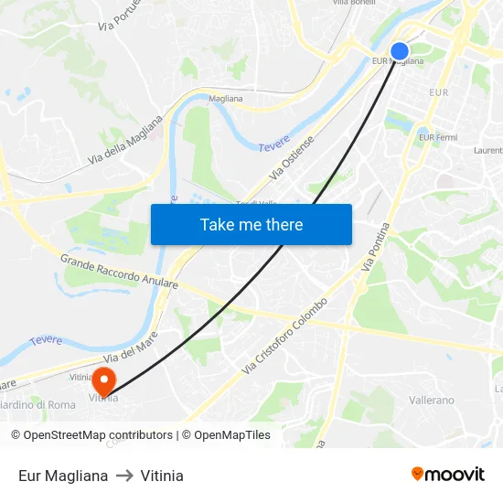 Eur Magliana to Vitinia map