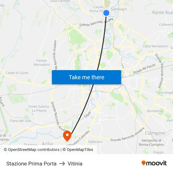 Prima Porta Station to Vitinia map