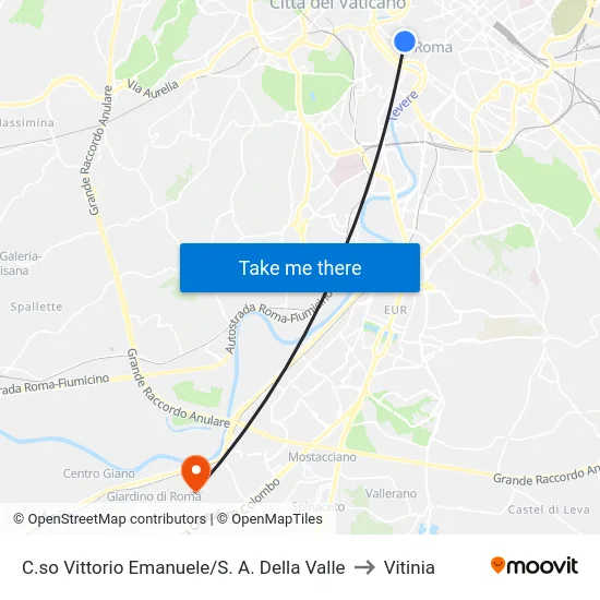 C.so Vittorio Emanuele/S. A. Della Valle to Vitinia map