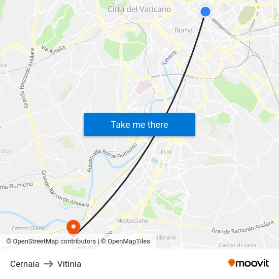 Cernaia to Vitinia map