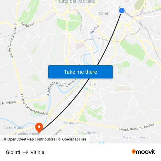 Giolitti to Vitinia map