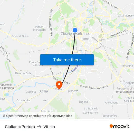 Giuliana/Pretura to Vitinia map