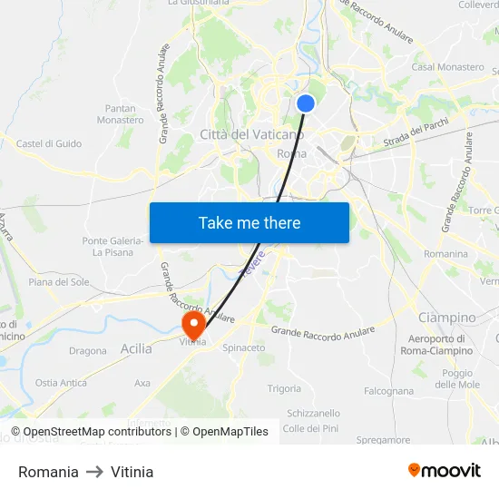 Romania to Vitinia map