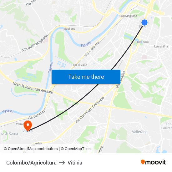 Colombo/Agricoltura to Vitinia map