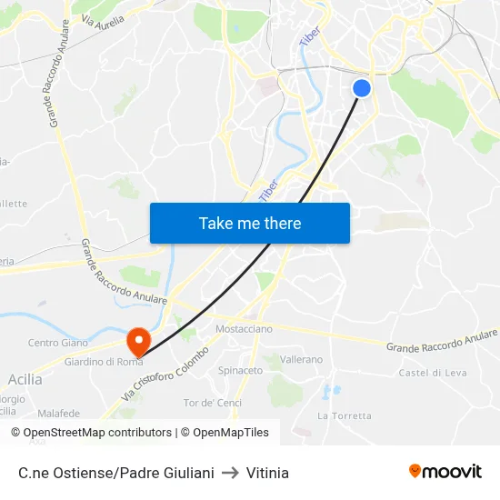 Ostiense Circle/Father Giuliani to Vitinia map