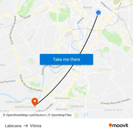 Labicana to Vitinia map