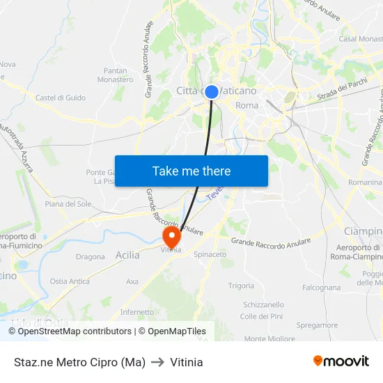 Staz.ne Metro Cipro (Ma) to Vitinia map