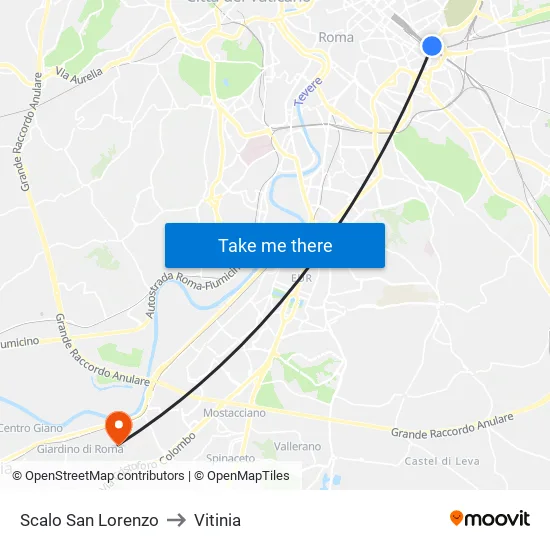 Scalo San Lorenzo to Vitinia map