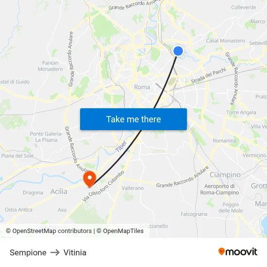 Sempione to Vitinia map